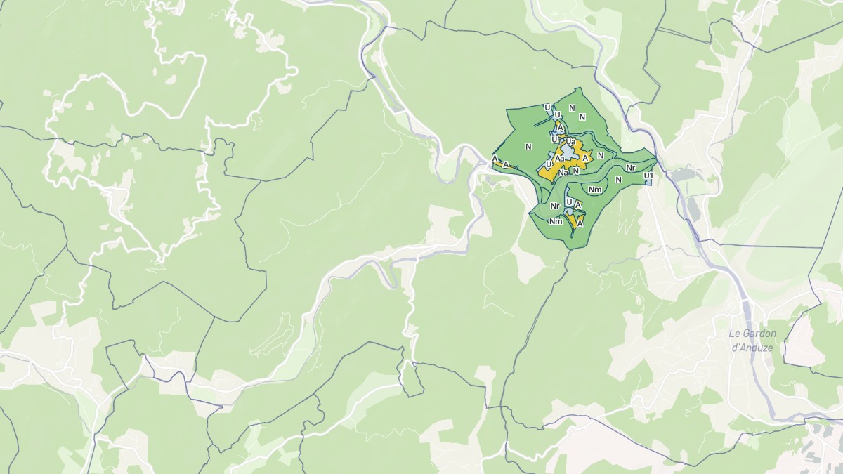 Aperçu cartographique de Thoiras-Corbès, centré sur la commune