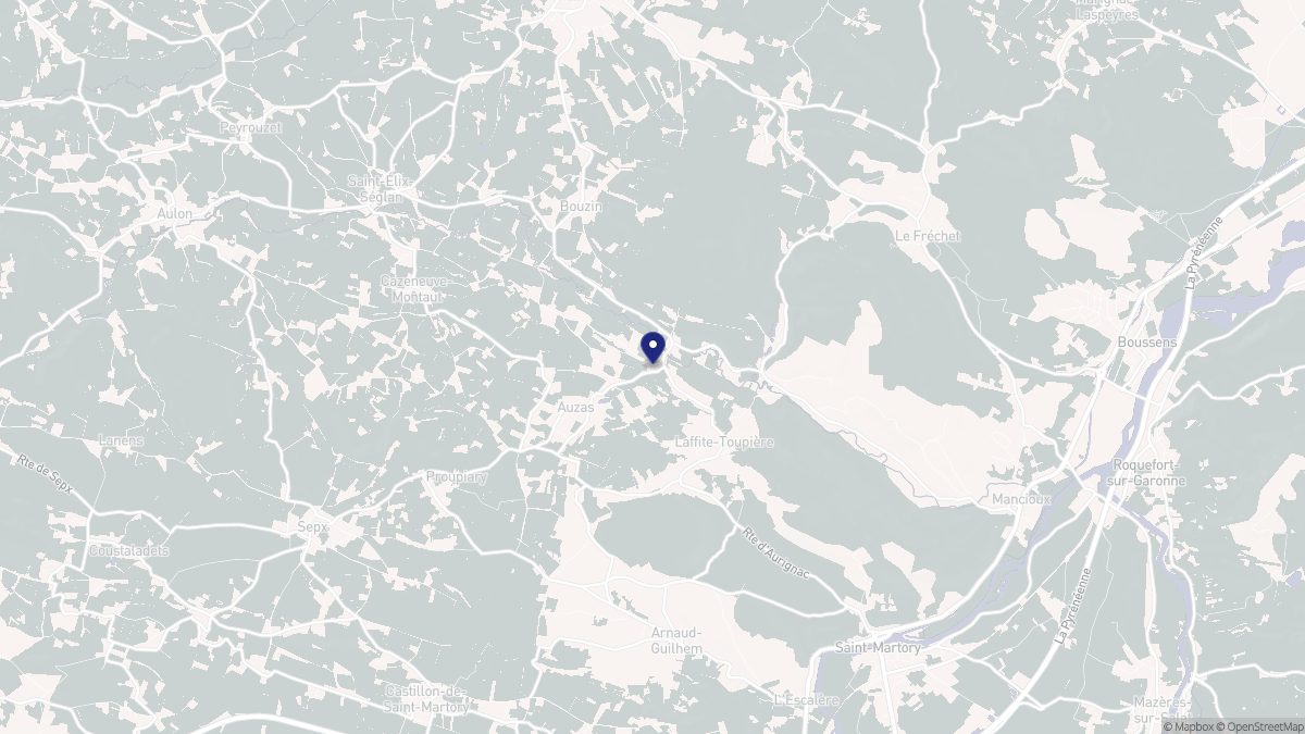 Aperçu cartographique de Auzas, centré sur la commune
