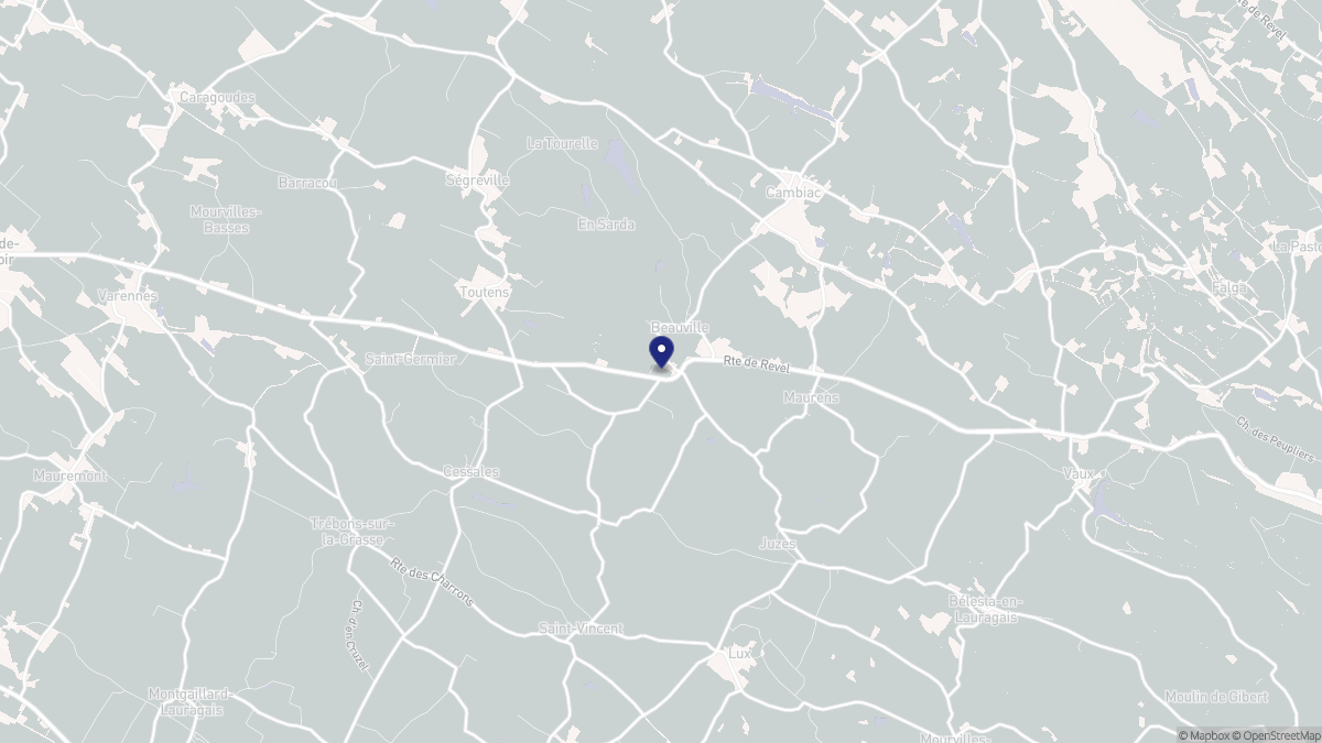 Aperçu cartographique de Beauville, centré sur la commune