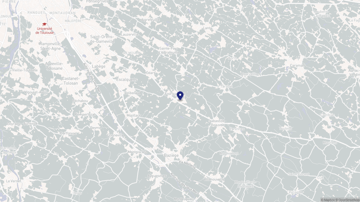 Aperçu cartographique de Fourquevaux, centré sur la commune