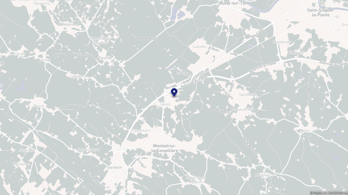 Aperçu cartographique de Gémil, centré sur la commune