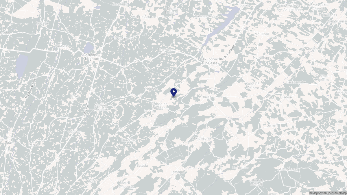 Aperçu cartographique de Gensac-de-Boulogne, centré sur la commune