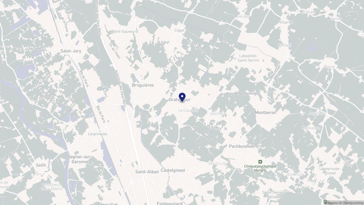 Aperçu cartographique de Gratentour, centré sur la commune