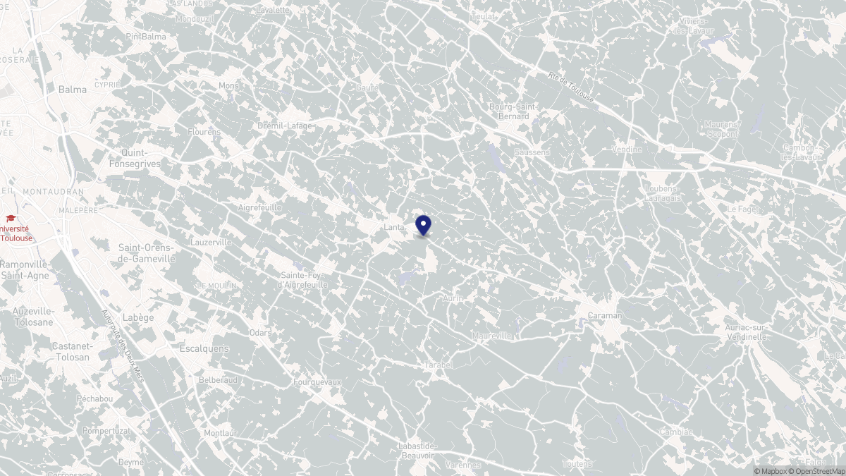 Aperçu cartographique de Lanta, centré sur la commune