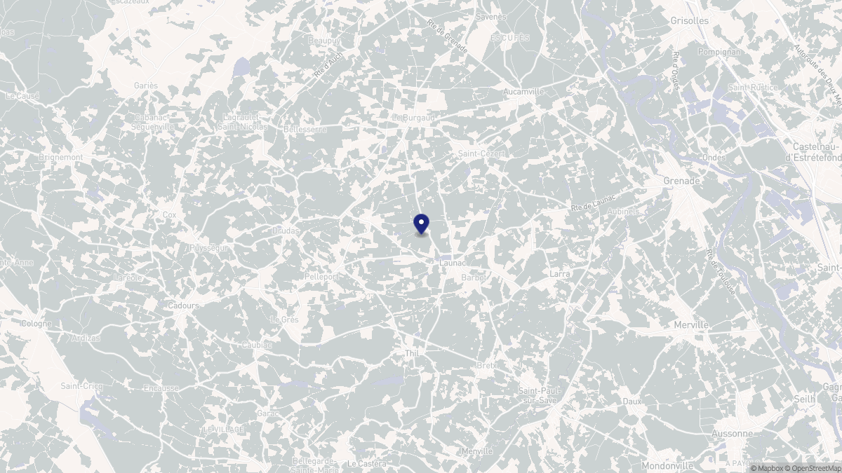 Aperçu cartographique de Launac, centré sur la commune