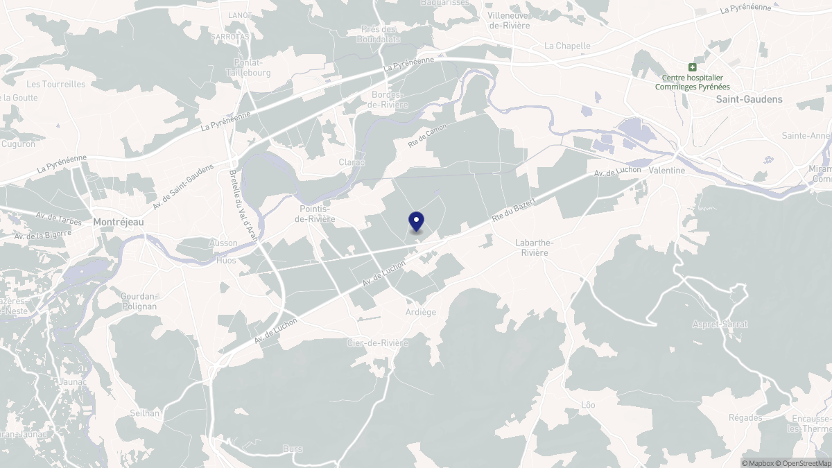Aperçu cartographique de Martres-de-Rivière, centré sur la commune