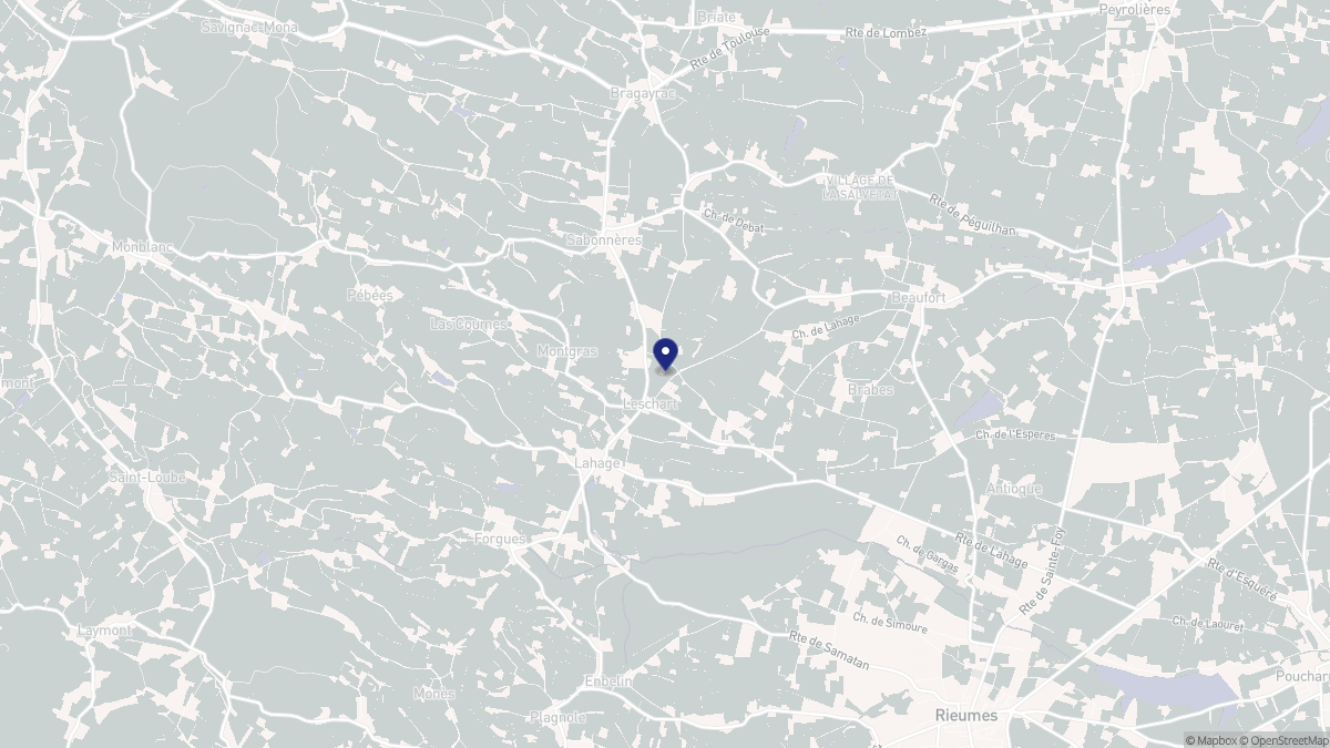 Aperçu cartographique de Montgras, centré sur la commune