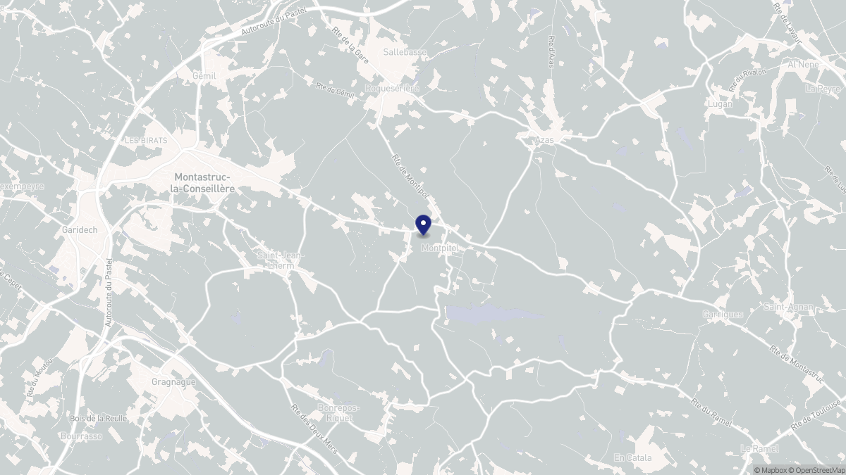 Aperçu cartographique de Montpitol, centré sur la commune