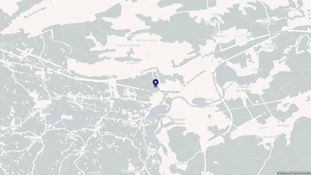 Aperçu cartographique de Montréjeau, centré sur la commune