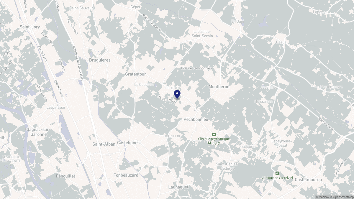 Aperçu cartographique de Pechbonnieu, centré sur la commune