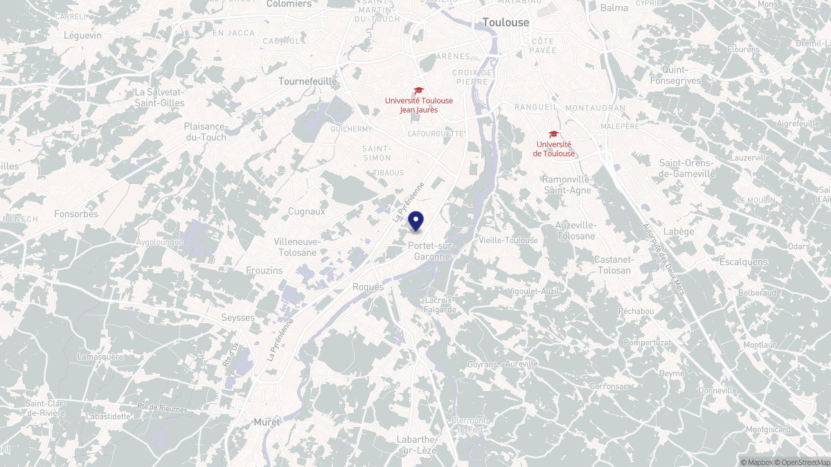 Aperçu cartographique de Portet-sur-Garonne, centré sur la commune
