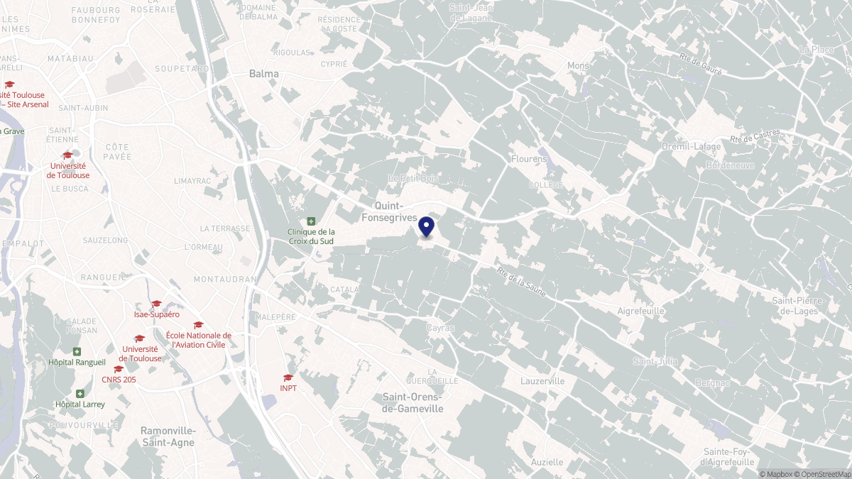 Aperçu cartographique de Quint-Fonsegrives, centré sur la commune