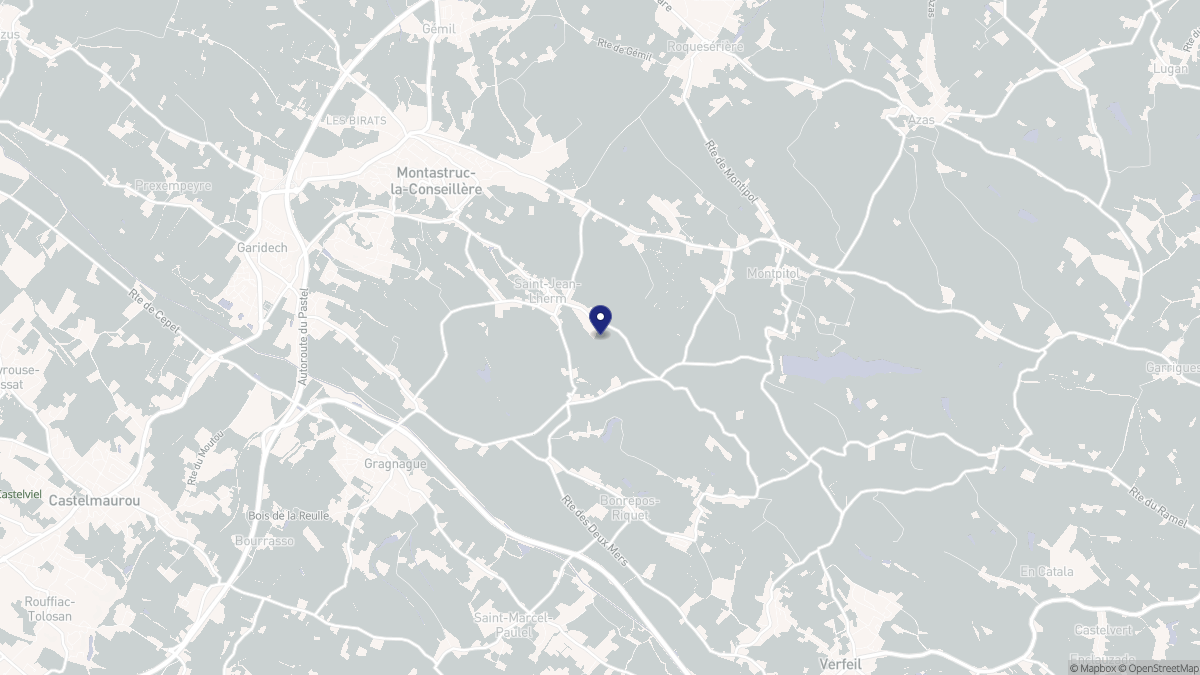 Aperçu cartographique de Saint-Jean-Lherm, centré sur la commune