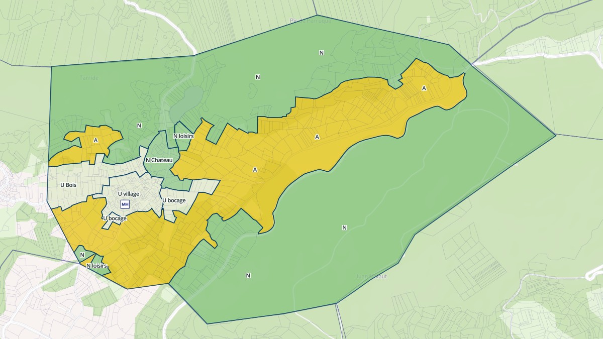 Aperçu cartographique de Saint-Pé-d'Ardet, centré sur la commune