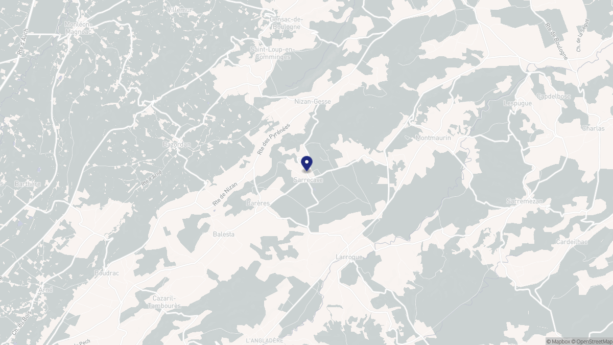 Aperçu cartographique de Sarrecave, centré sur la commune