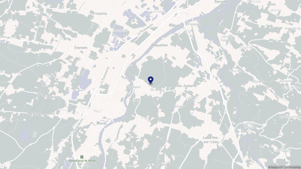 Aperçu cartographique de Saubens, centré sur la commune