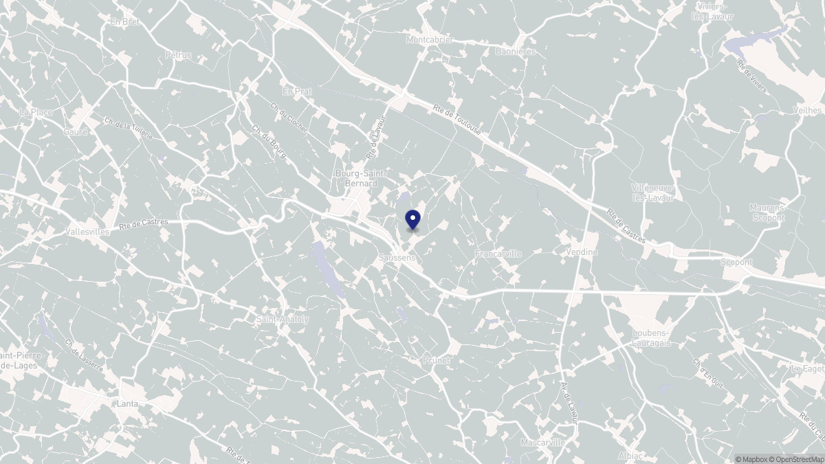 Aperçu cartographique de Saussens, centré sur la commune