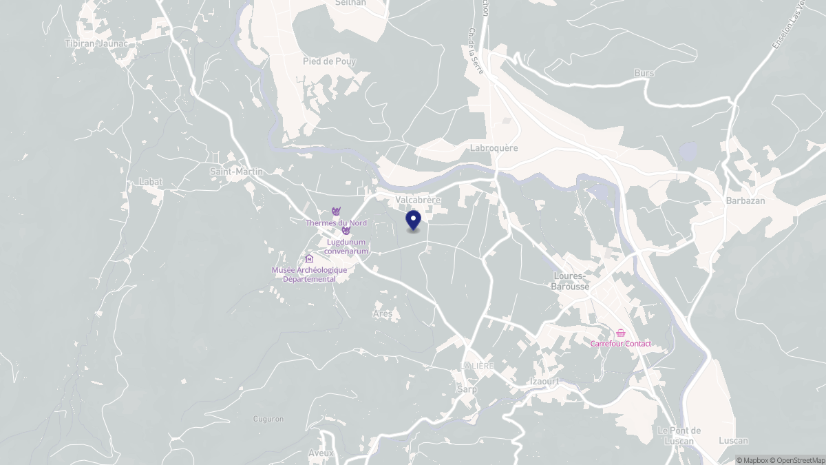 Aperçu cartographique de Valcabrère, centré sur la commune
