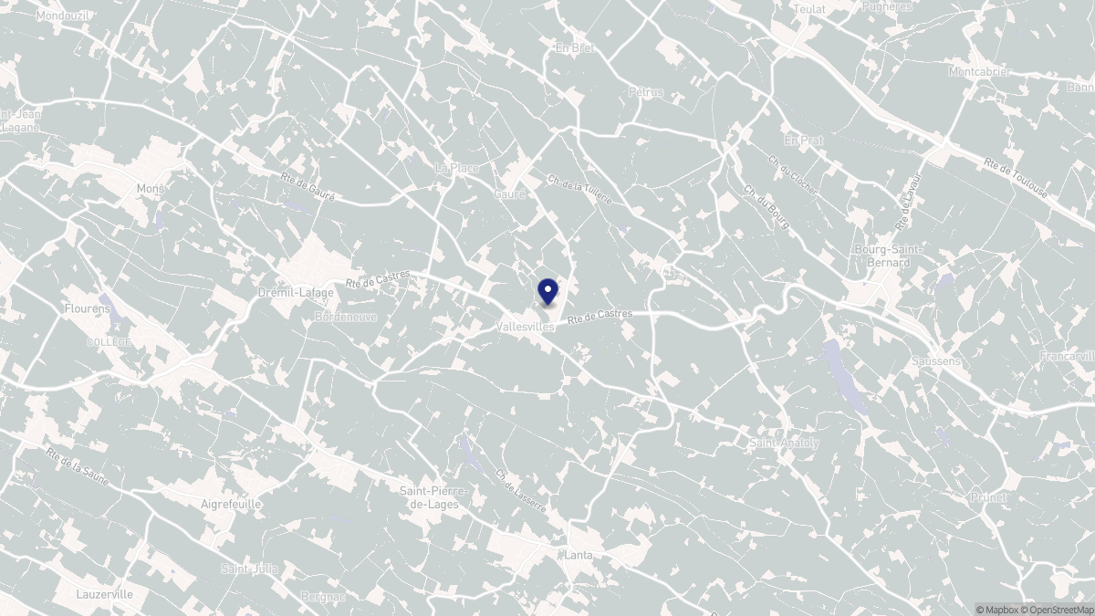 Aperçu cartographique de Vallesvilles, centré sur la commune