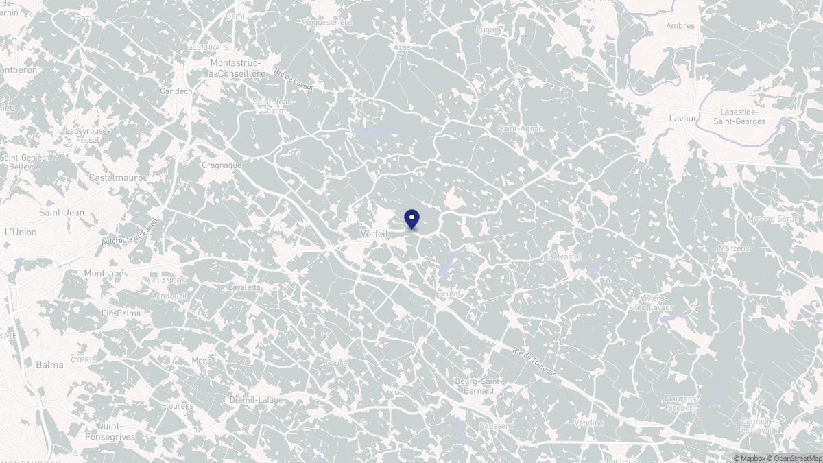 Aperçu cartographique de Verfeil, centré sur la commune