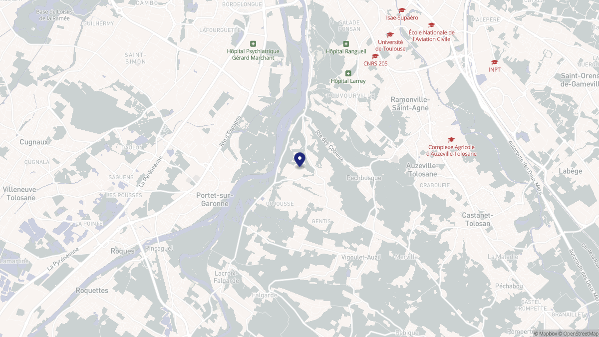 Aperçu cartographique de Vieille-Toulouse, centré sur la commune