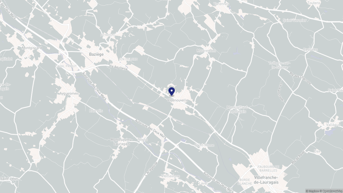 Aperçu cartographique de Villenouvelle, centré sur la commune