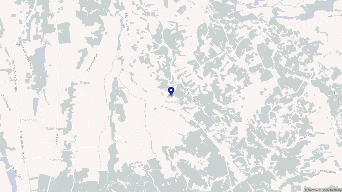 Aperçu cartographique de Aurensan, centré sur la commune