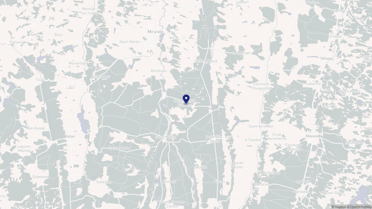 Aperçu cartographique de Belloc-Saint-Clamens, centré sur la commune