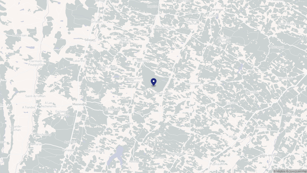 Aperçu cartographique de Betcave-Aguin, centré sur la commune