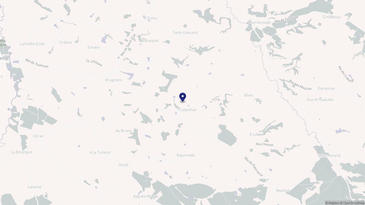 Aperçu cartographique de Cadeilhan, centré sur la commune