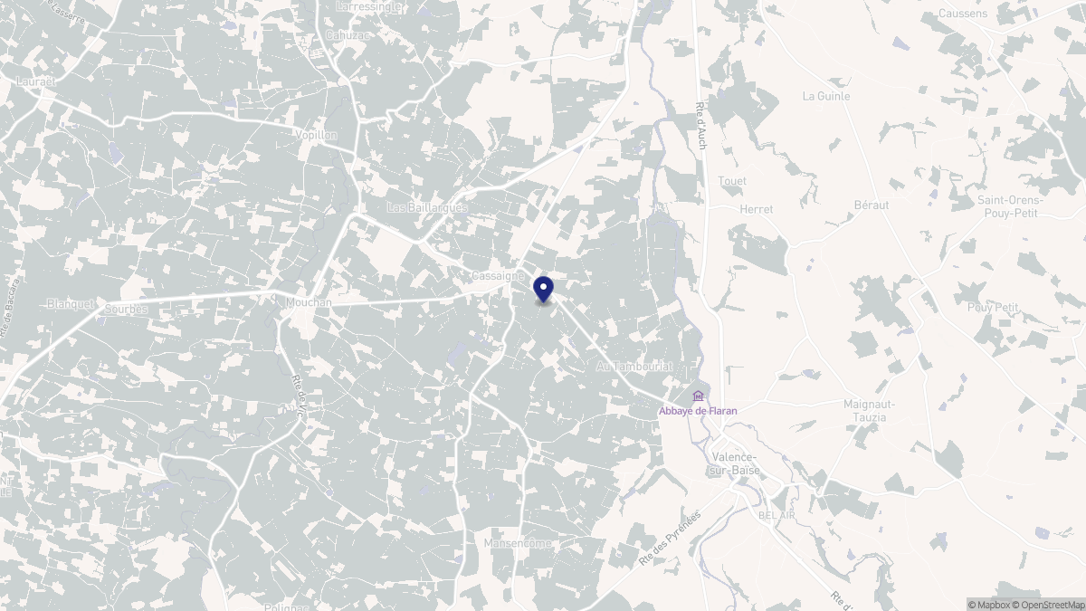 Aperçu cartographique de Cassaigne, centré sur la commune