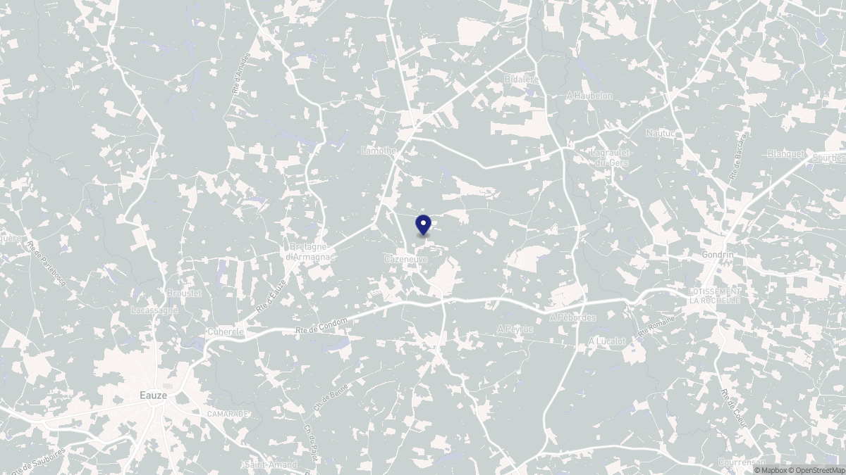 Aperçu cartographique de Cazeneuve, centré sur la commune