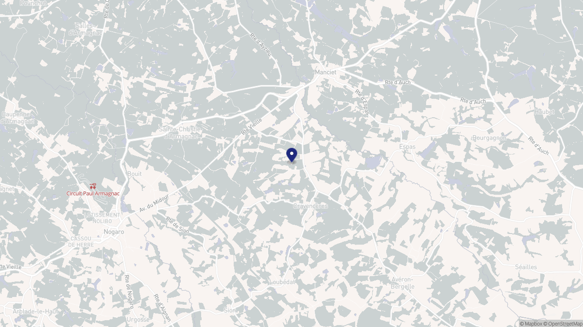 Aperçu cartographique de Cravencères, centré sur la commune