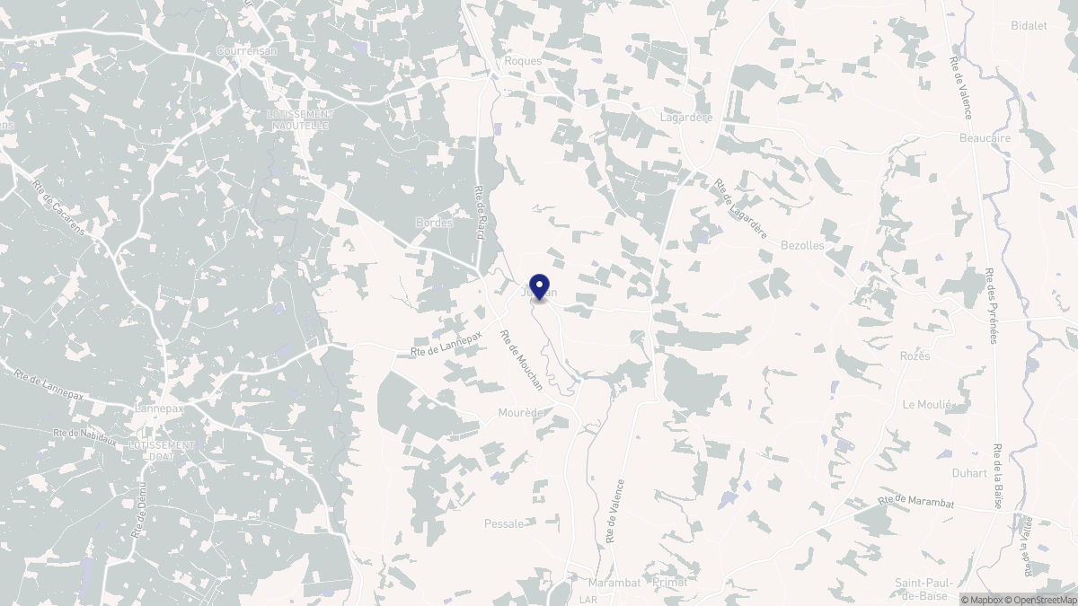 Aperçu cartographique de Justian, centré sur la commune