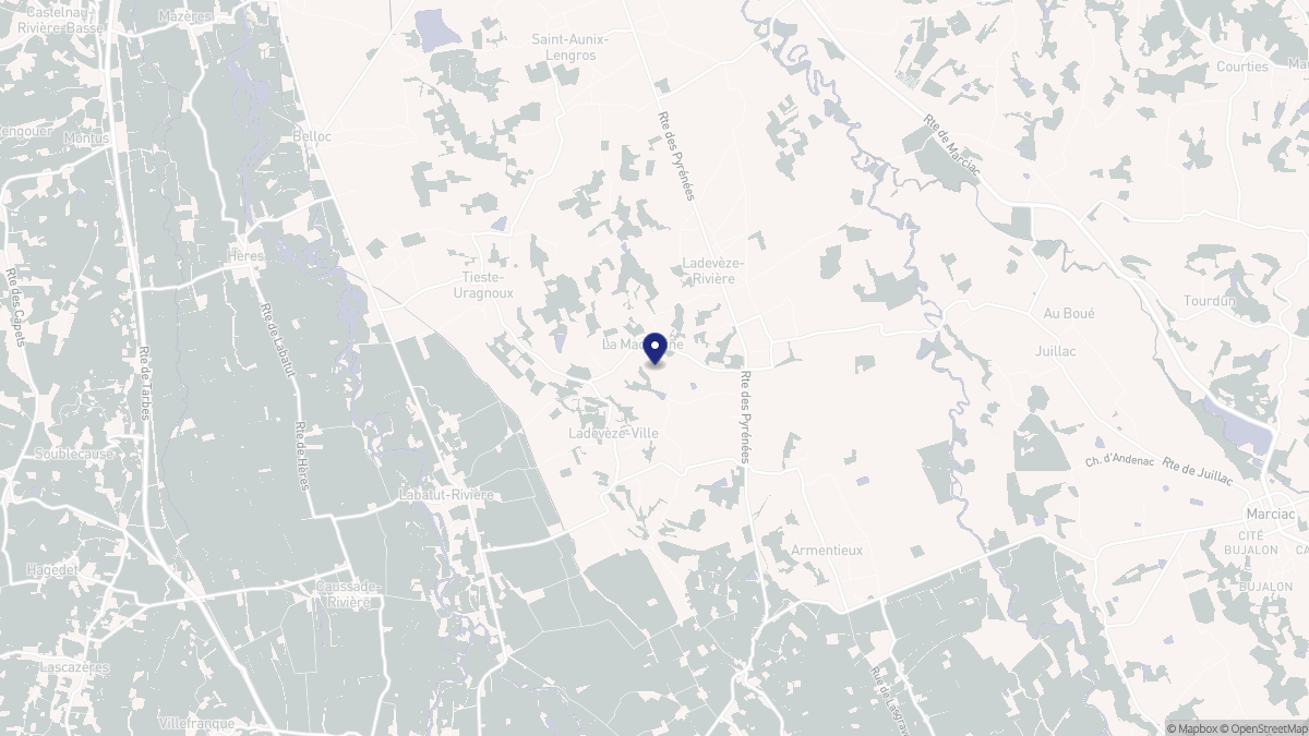 Aperçu cartographique de Ladevèze-Ville, centré sur la commune