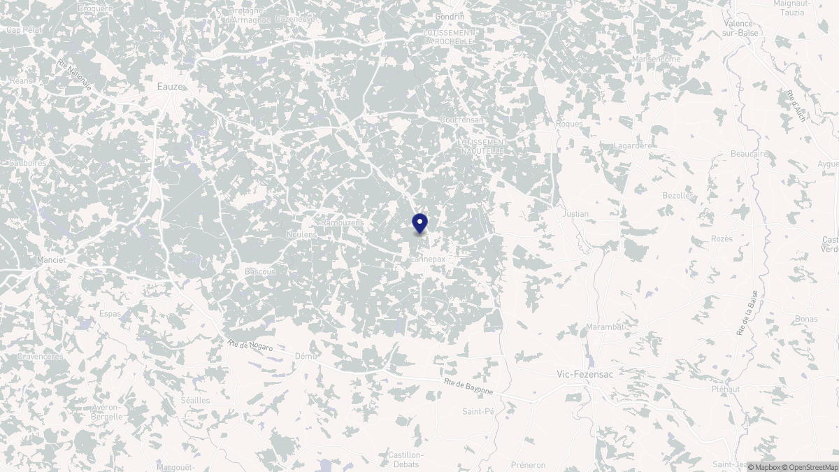 Aperçu cartographique de Lannepax, centré sur la commune