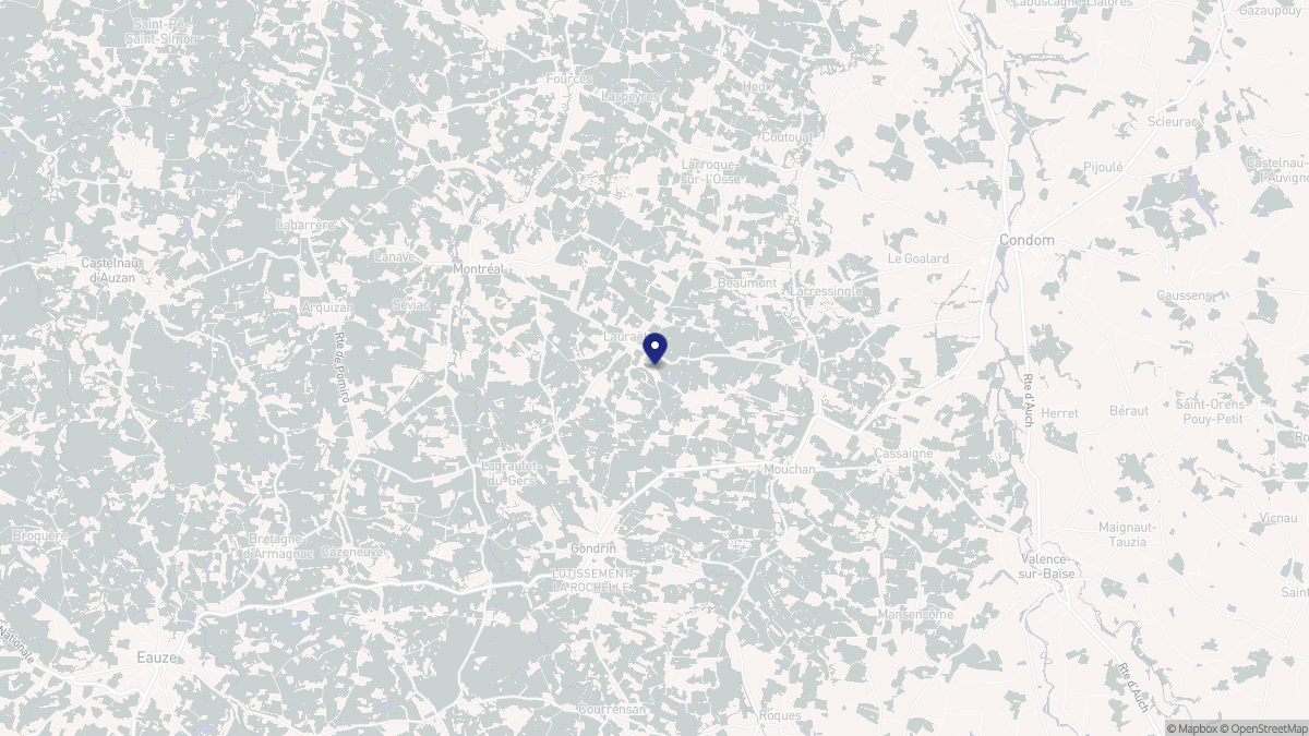 Aperçu cartographique de Lauraët, centré sur la commune