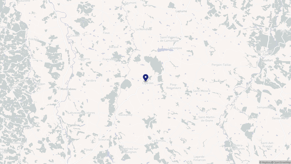 Aperçu cartographique de Ligardes, centré sur la commune