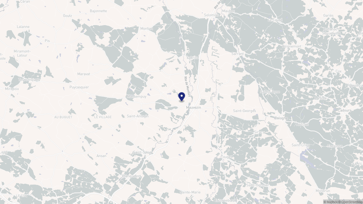 Aperçu cartographique de Mauvezin, centré sur la commune