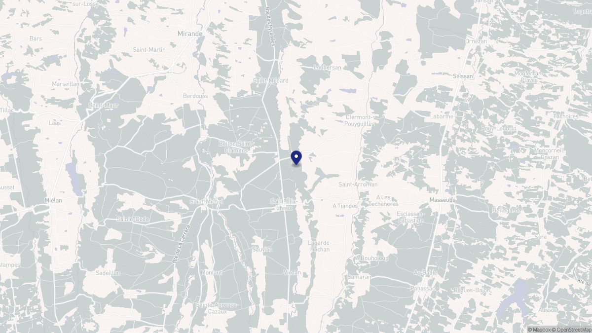 Aperçu cartographique de Moncassin, centré sur la commune