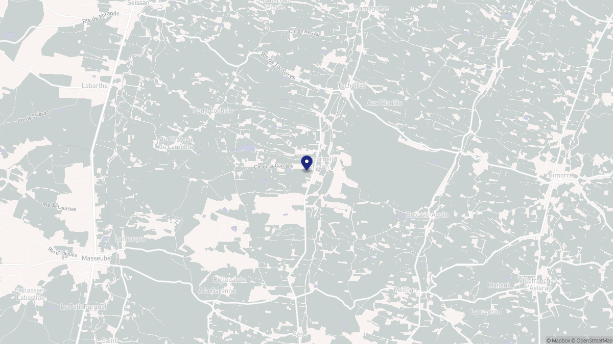 Aperçu cartographique de Moncorneil-Grazan, centré sur la commune