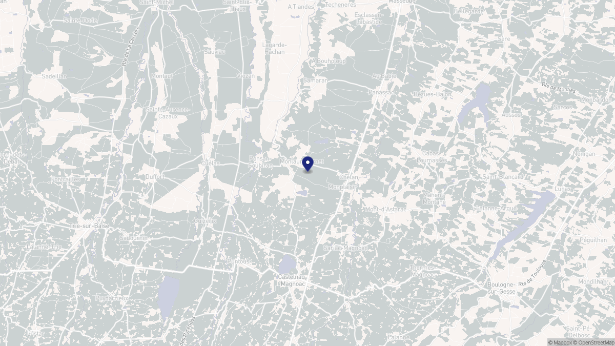 Aperçu cartographique de Monlaur-Bernet, centré sur la commune