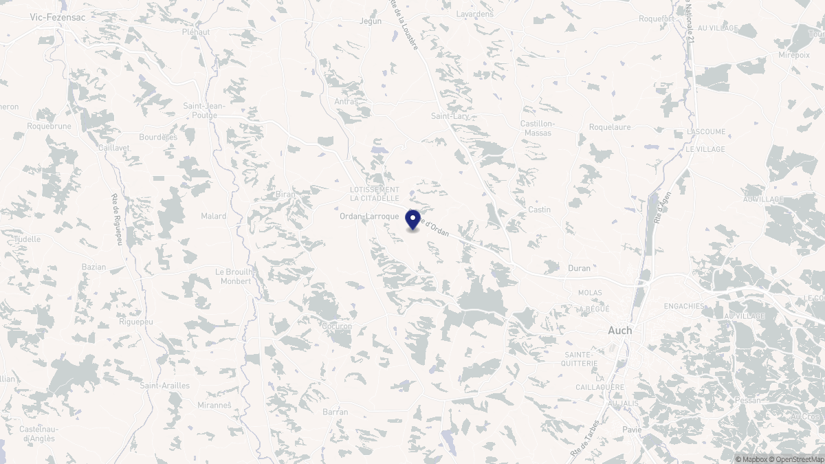 Aperçu cartographique de Ordan-Larroque, centré sur la commune