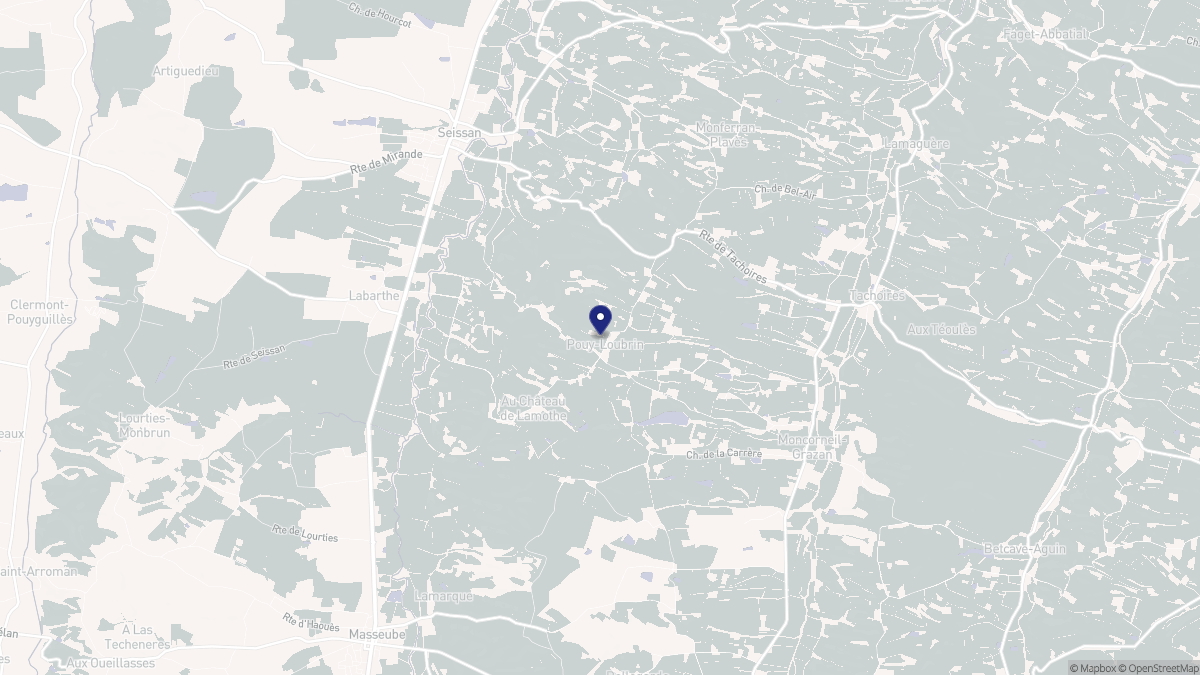 Aperçu cartographique de Pouy-Loubrin, centré sur la commune