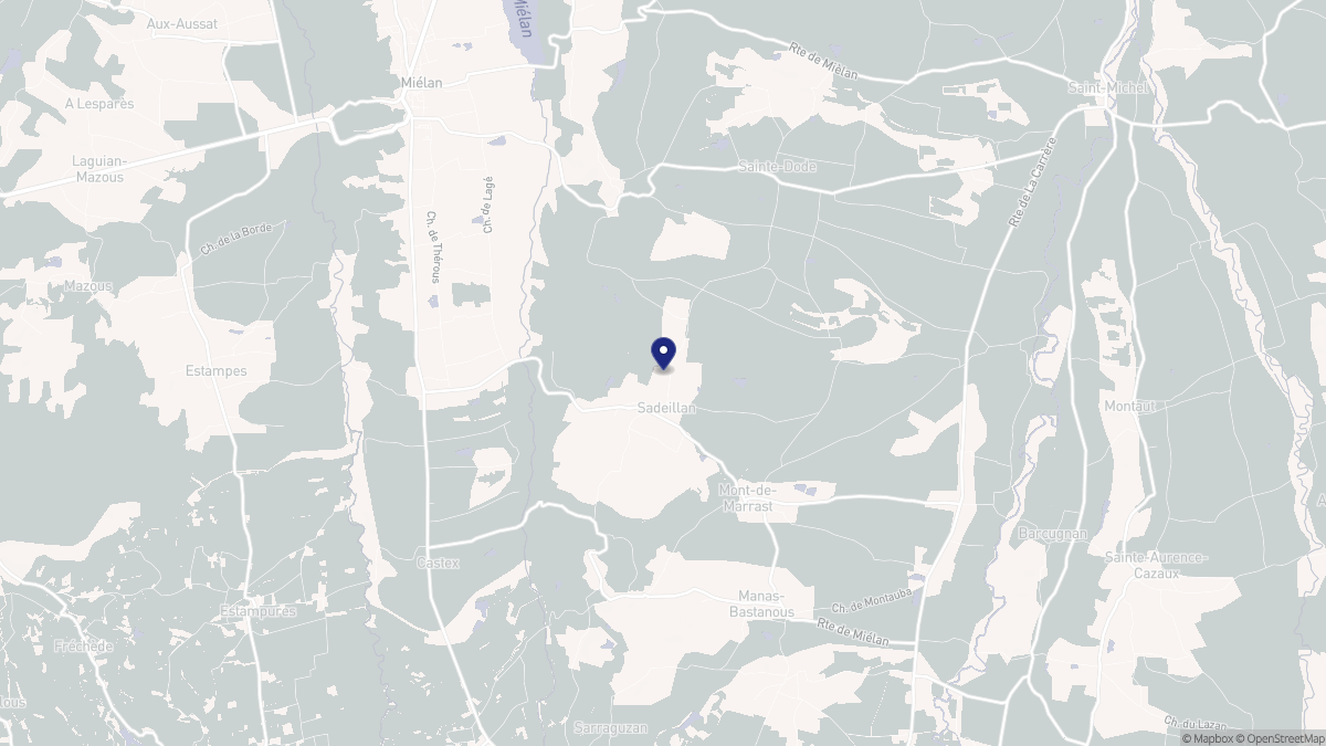 Aperçu cartographique de Sadeillan, centré sur la commune
