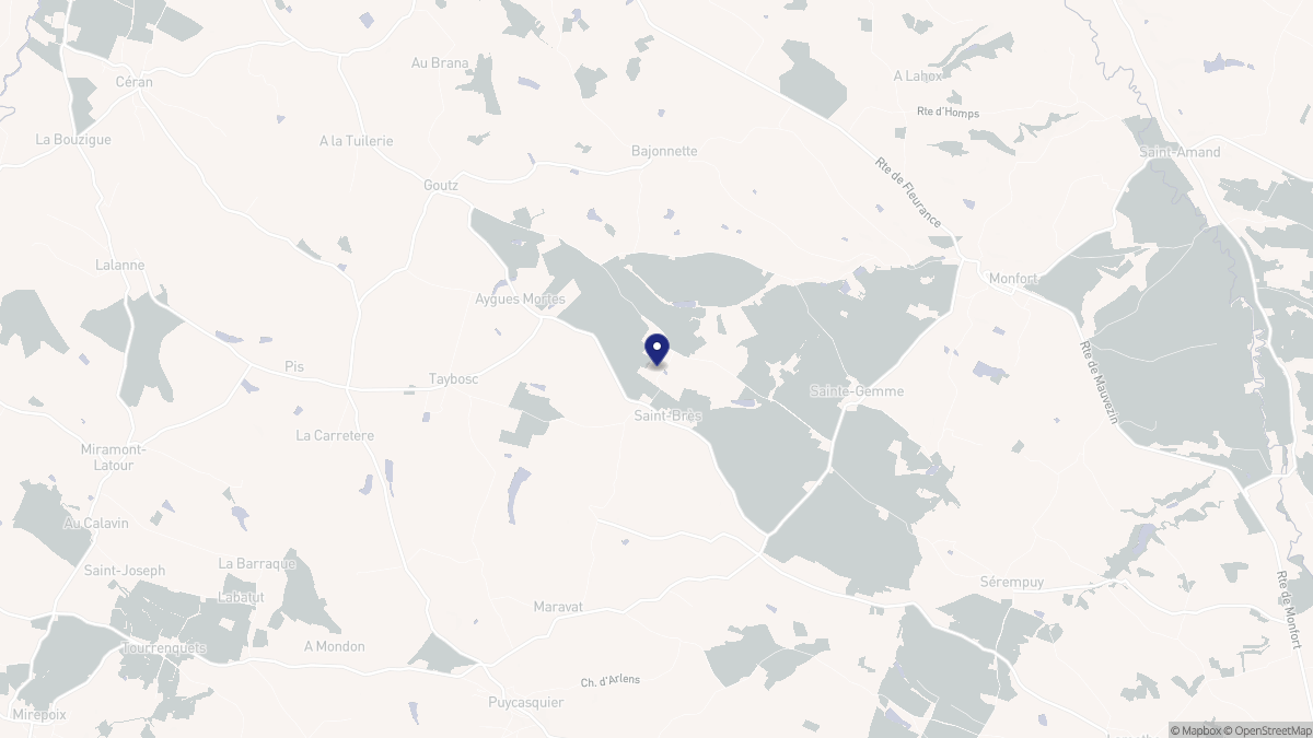 Aperçu cartographique de Saint-Brès, centré sur la commune