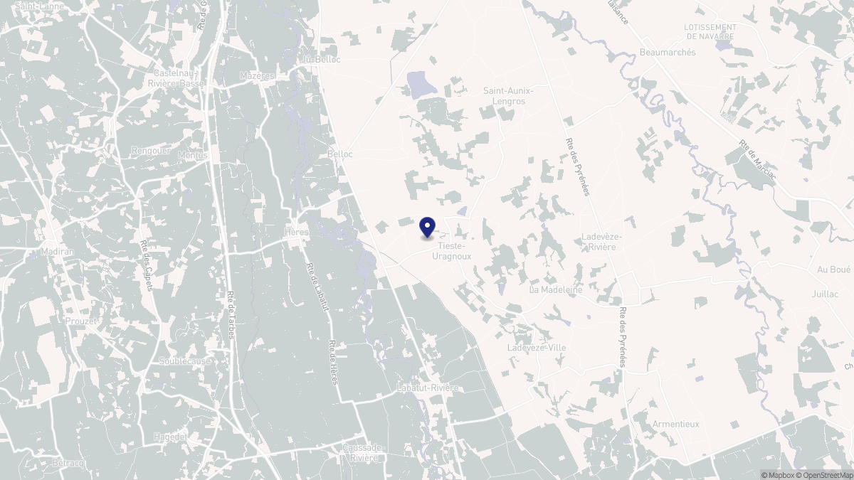 Aperçu cartographique de Tieste-Uragnoux, centré sur la commune
