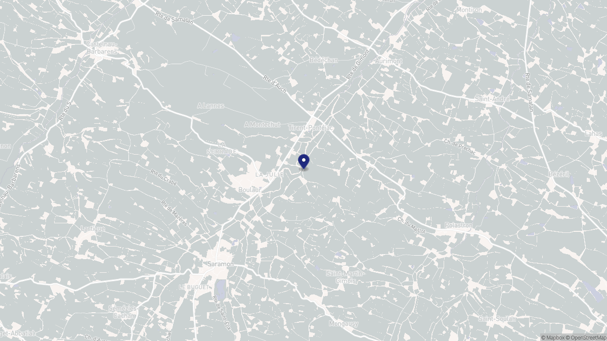 Aperçu cartographique de Tirent-Pontéjac, centré sur la commune