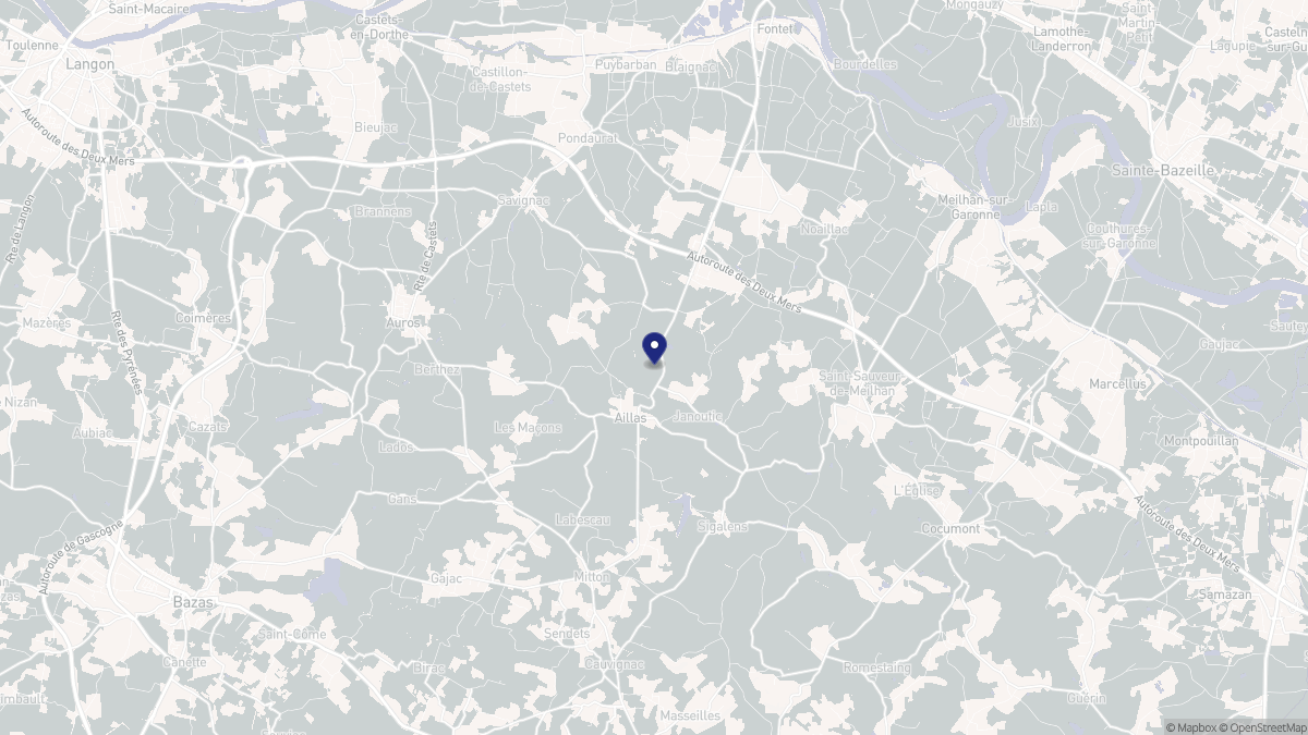 Aperçu cartographique de Aillas, centré sur la commune