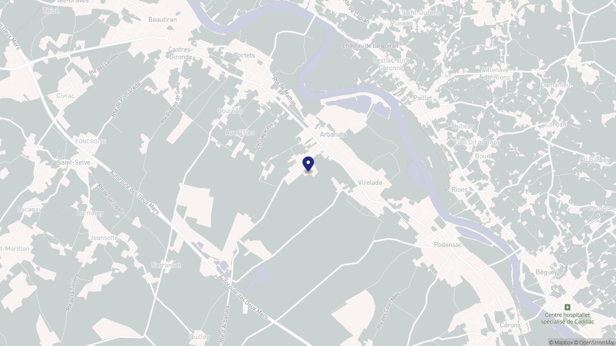 Aperçu cartographique de Arbanats, centré sur la commune